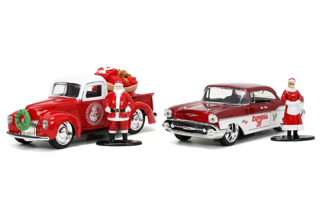 Set Natal Ford Pick Up 1941 e Chevrolet Bel Air 1957 - Papai e Mamãe Noel